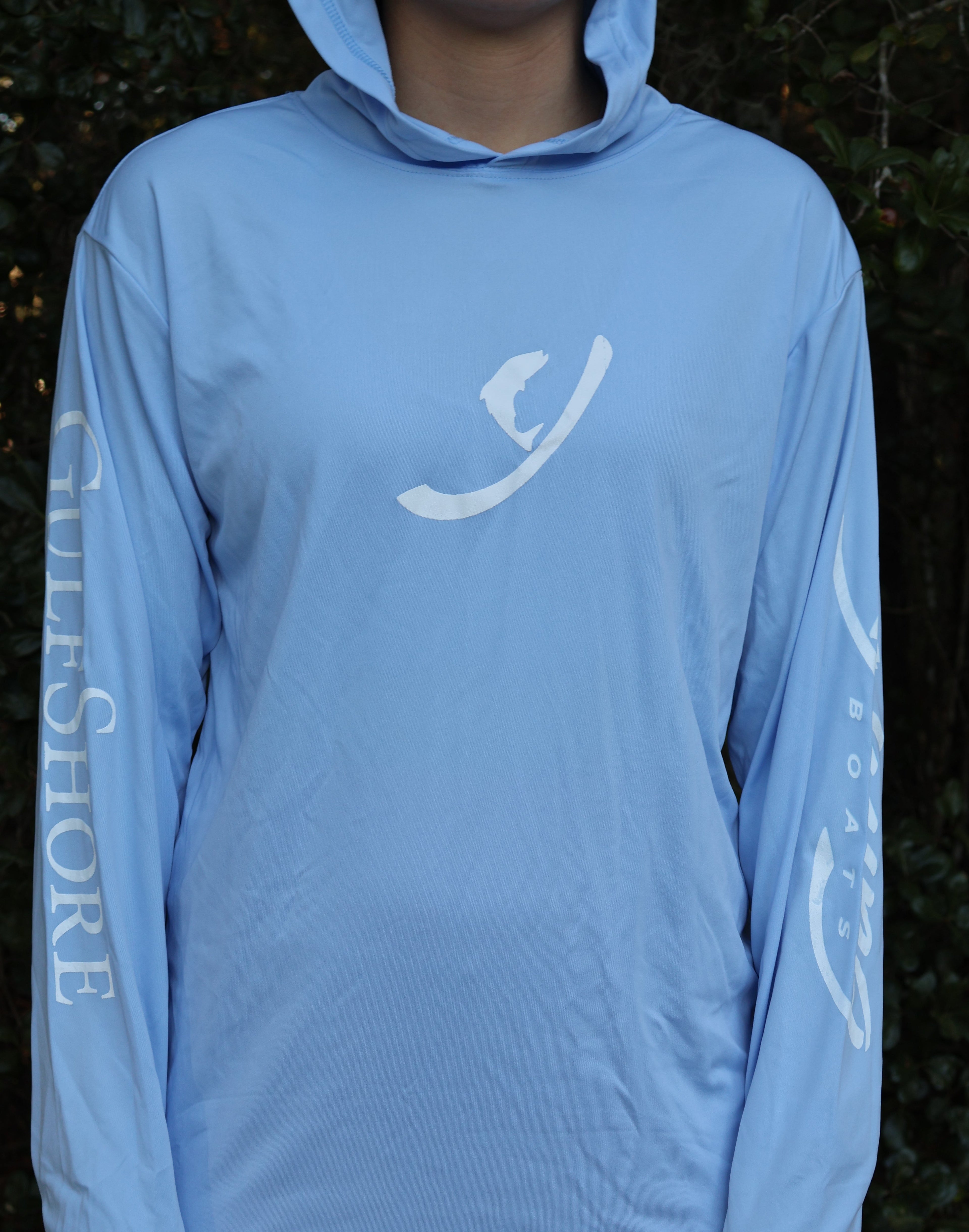 Sky Blue/White Hooded Long Sleeve Performance