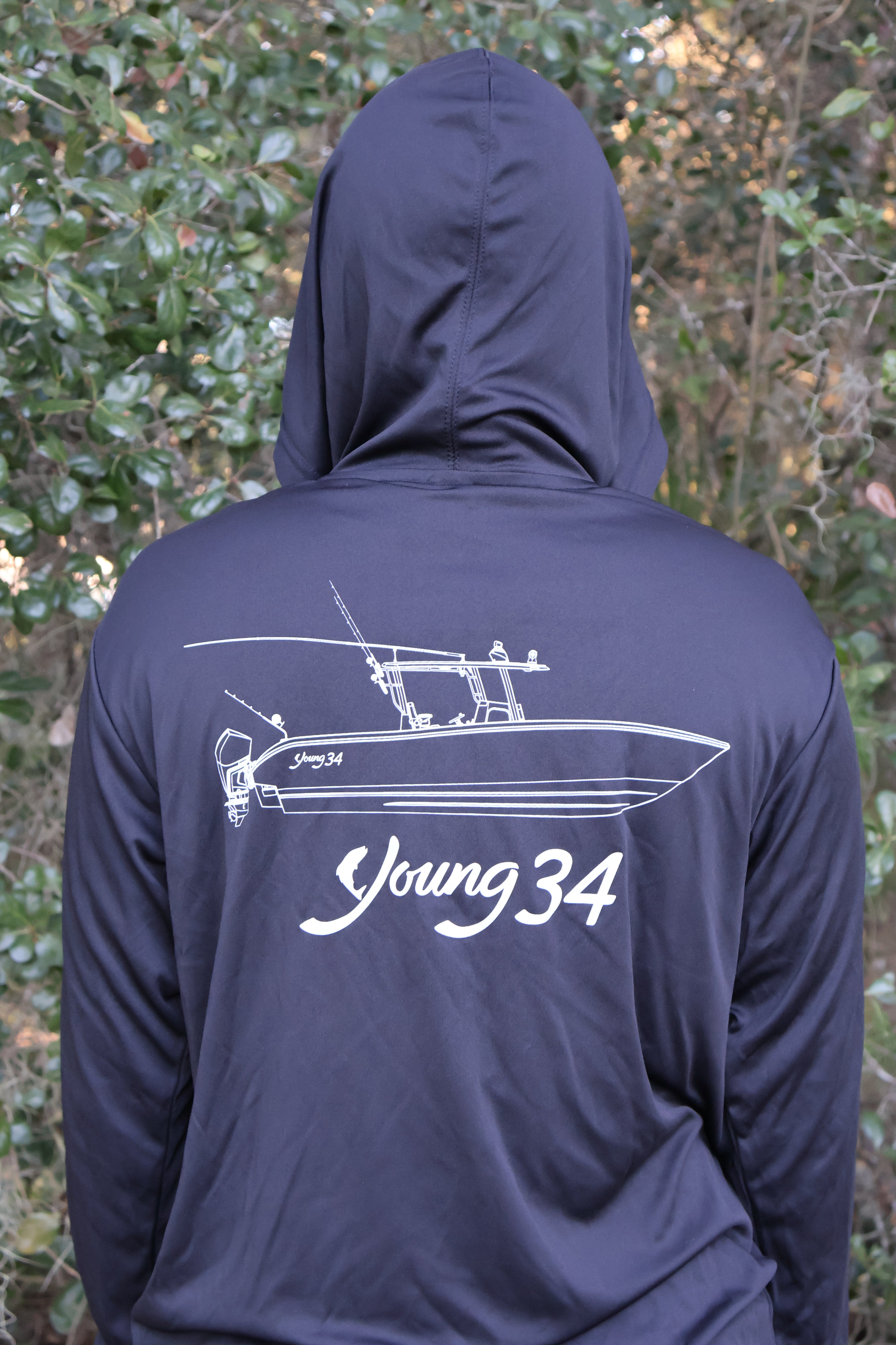 Black/White Y34 Hooded Long Sleeve Performance
