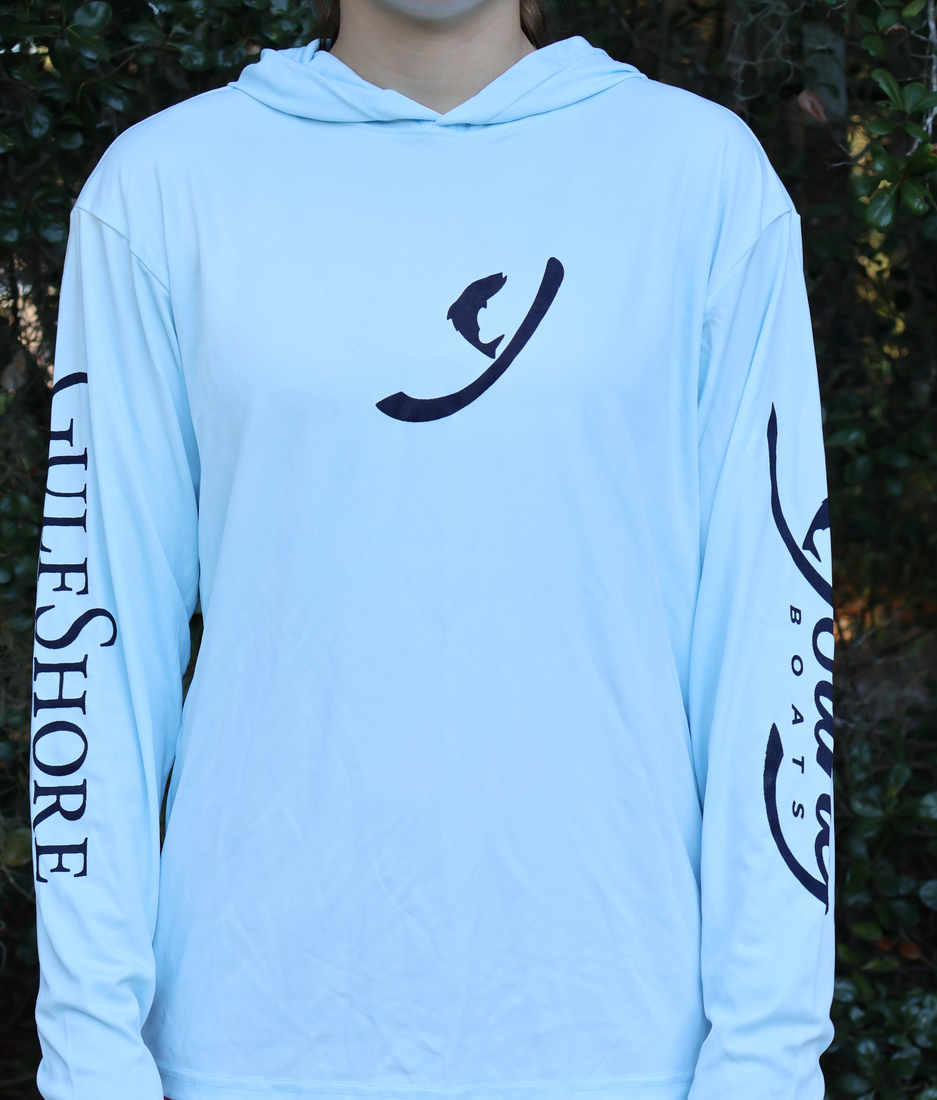 Ice Blue/Navy Hooded Long Sleeve Performance
