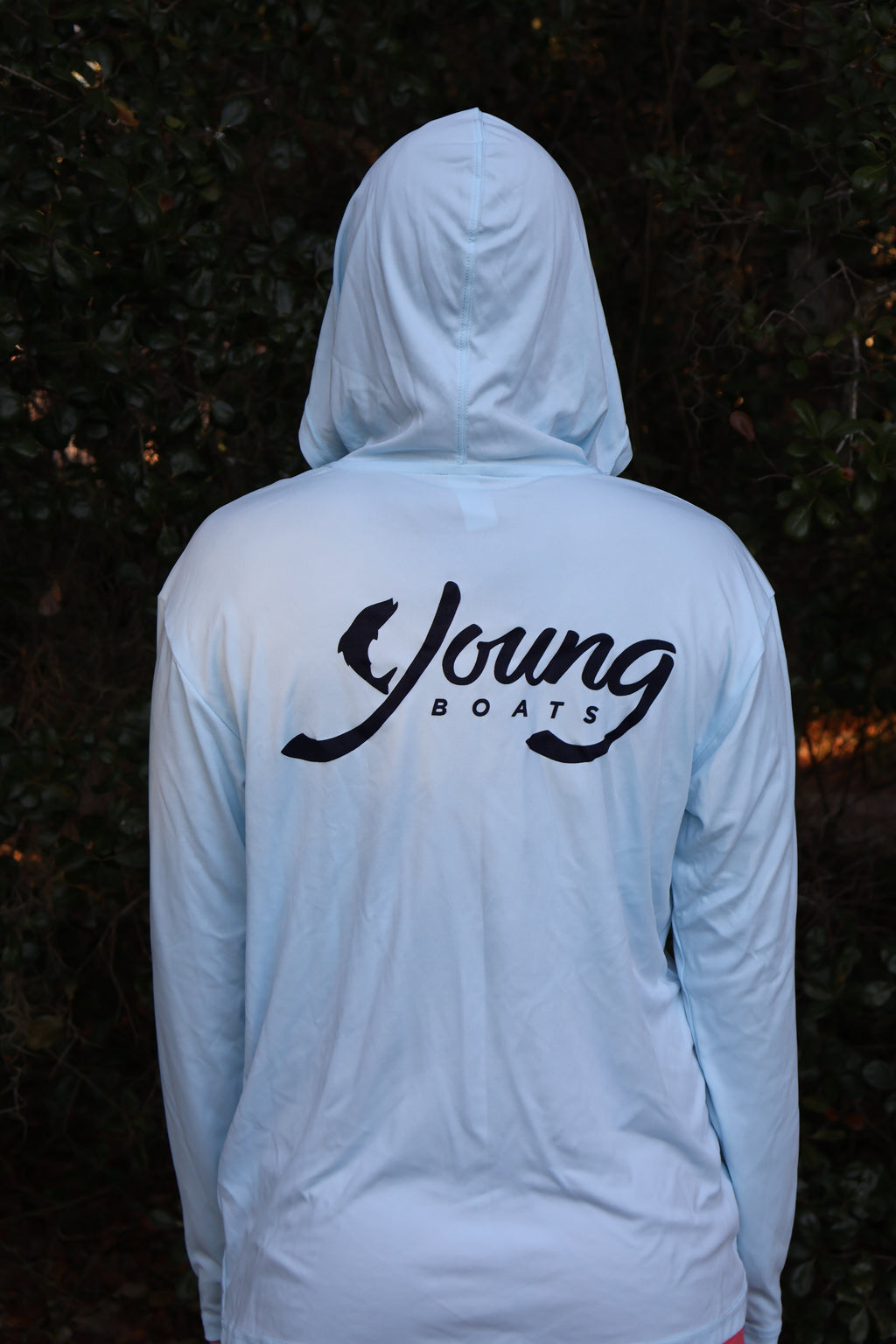 Ice Blue/Navy Hooded Long Sleeve Performance