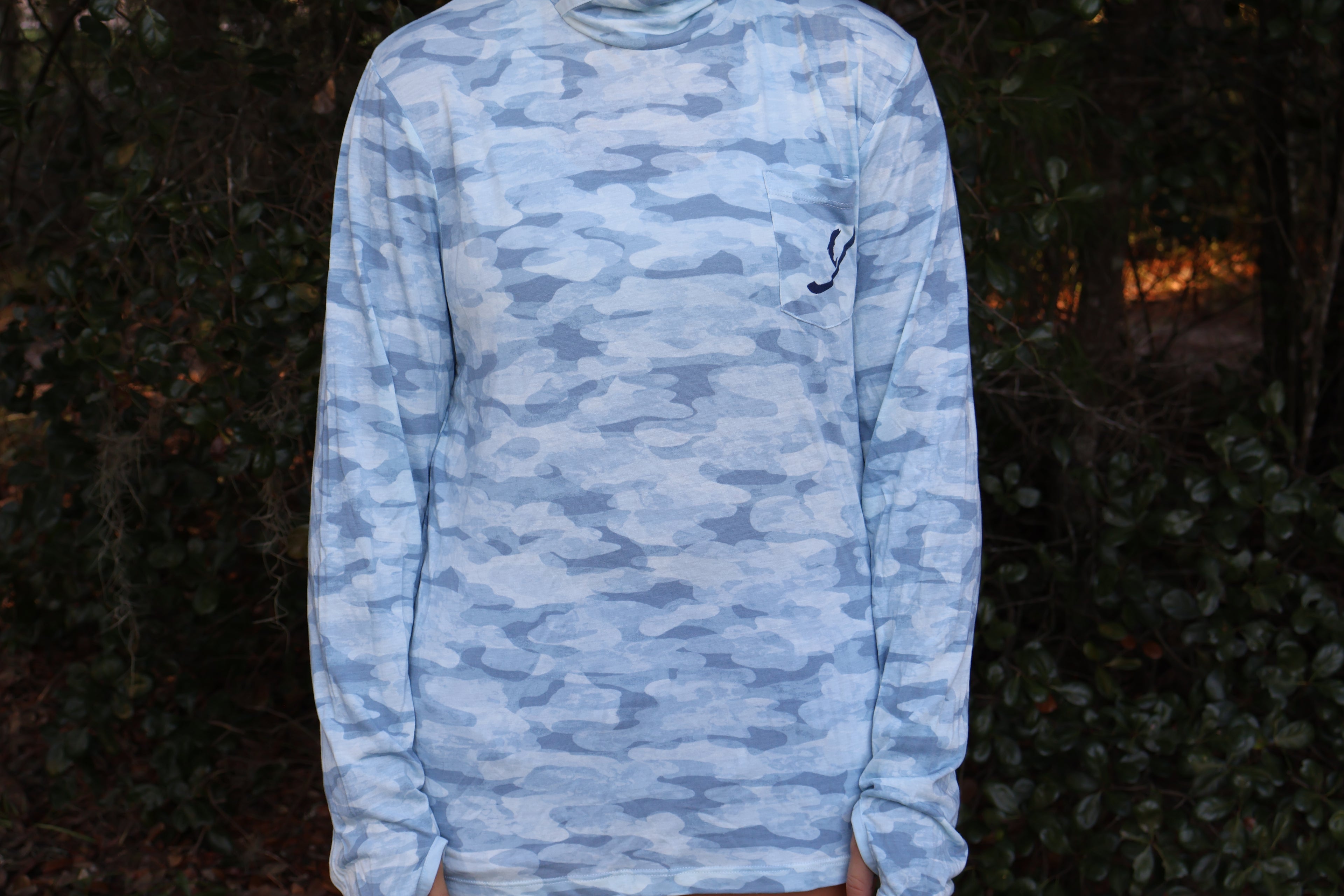 Blue Camo Hooded Long Sleeve Free-Fly