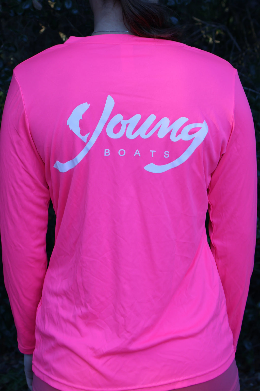 Women's - Hot Pink/White V-Neck Long Sleeve Performance