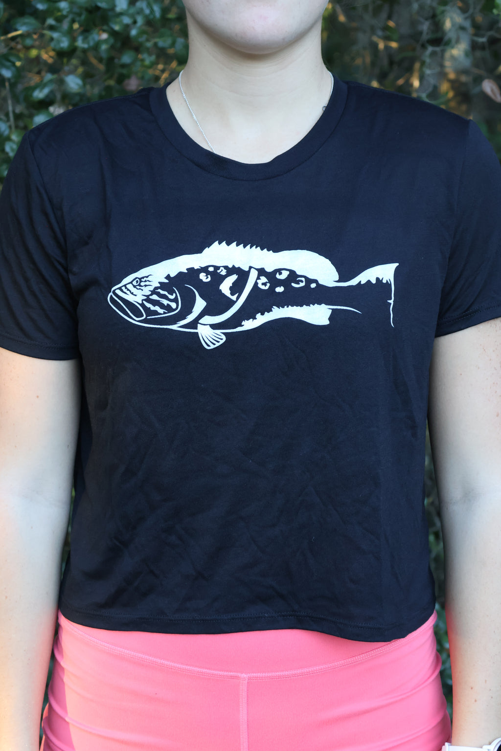 Women's Black/White Grouper Cropped Short Sleeve